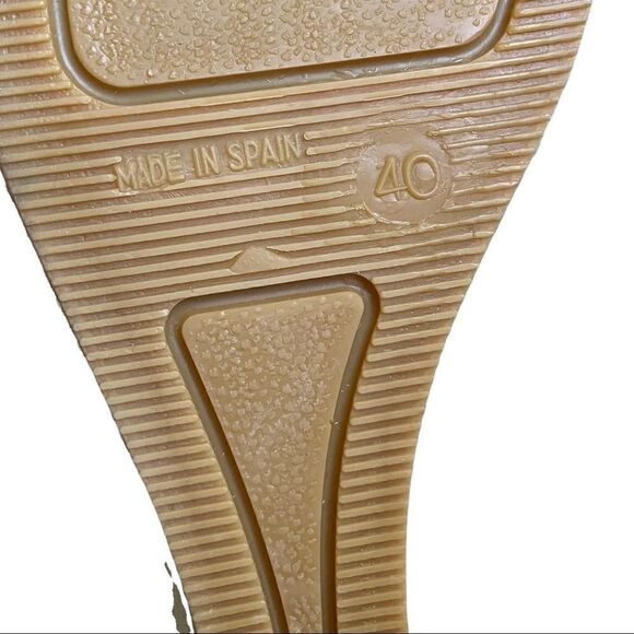 GAIMO Black Leather Wedge Espadrilles Sandals Gold Studs Ankle Tie Straps 40 - Picture 10 of 15